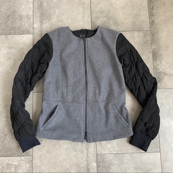 Armani exchange A|X black gray wool puff jacket S